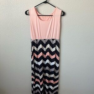 Women’s Pink and Black Chevron Maxi Dress size medium
